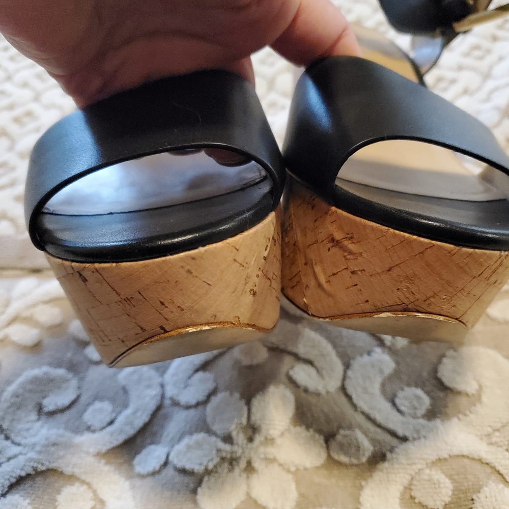 Michael Kors leather and cork platform wedge sandals - Picture 3 of 16